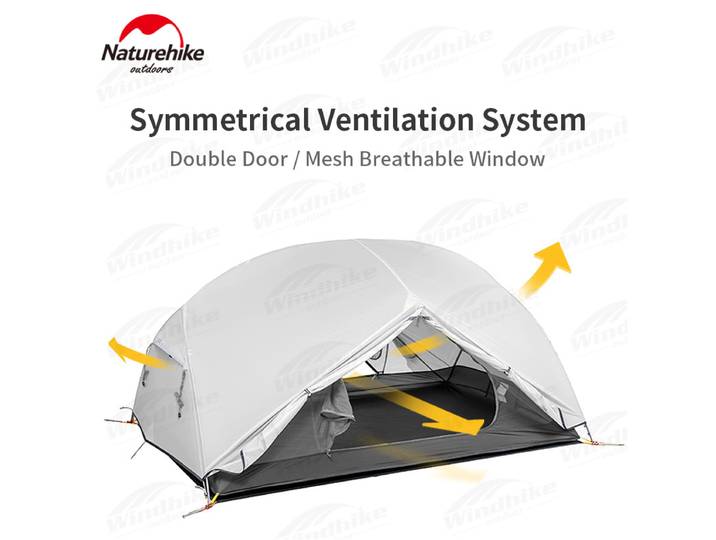 Tente ultralégère Naturehike Mongar pour 2 personnes, imperméable, double couche, en nylon 20D, pour le voyage, le camping, la randonnée, avec tapis