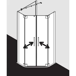 Kermi Pasa XP Fünfeck-Duschkabine Pendeltür PXF4009020VYK 90x90x200cm, silber glanz, ESG SR OpacoClean