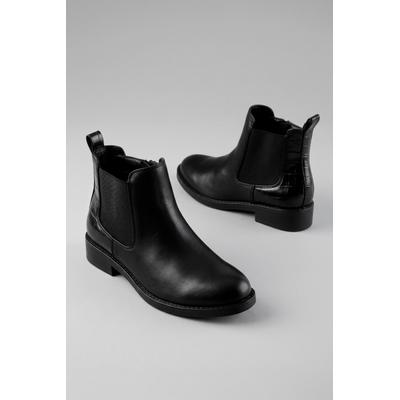 Chelseaboots ANISTON SHOES, Damen, Gr. 40, wärmend, schwarz, Lederimitat, unifarben, Basic, Schuhe Chelseaboots, Ankle Boots mit Croco-Besatz - NEUE KOLLEKTION