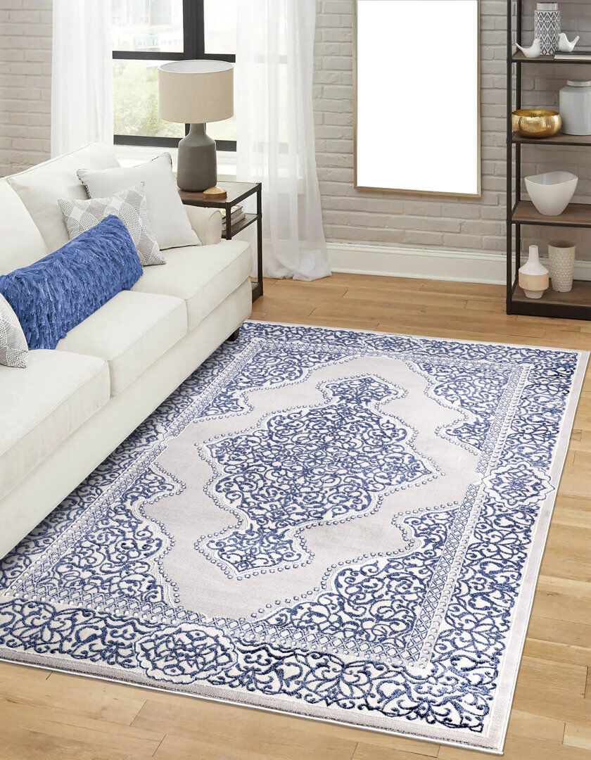 Latitude Vive Barti Abstract Kilim Indoor / Outdoor Navy Rectangle 200 x 290cm