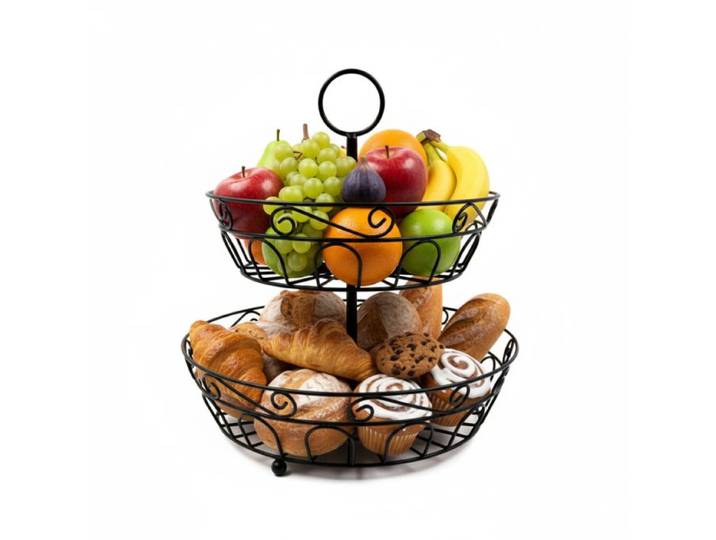 Relaxdays Fruitschaal etagère 2 lagen metaal