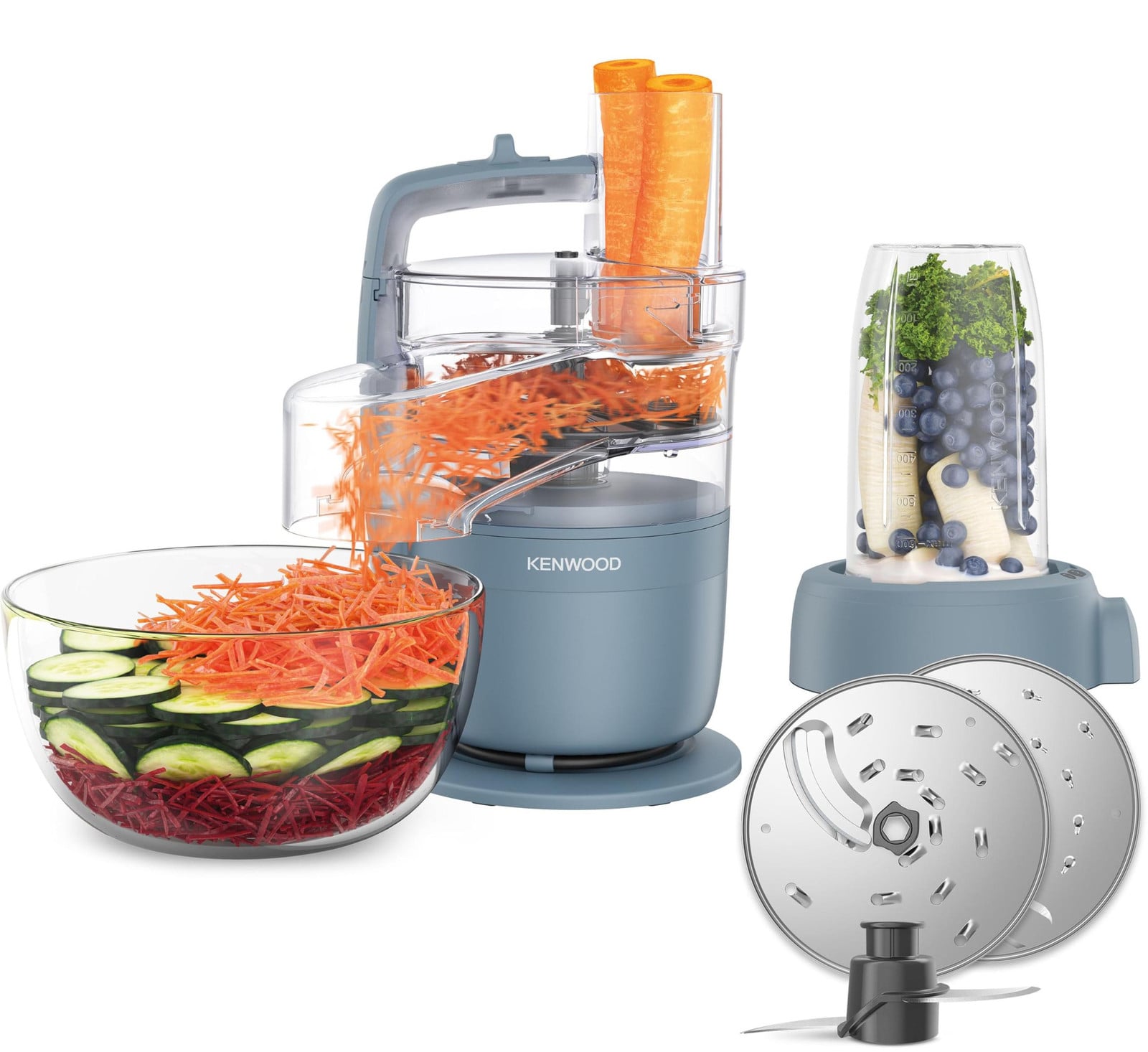 Kenwood MultiPro Go Blend FDP23.380GY Compacte Keukenmachine in Grijs en Zilver met Roestvrijstalen Elementen