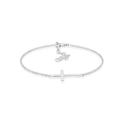 Armband ELLI "Kreuz Horizontal Schlicht 925 Silber", silber, Armbänder, Damen, 17cm, ohne Stein, Silber 925 (Sterlingsilber), Armband