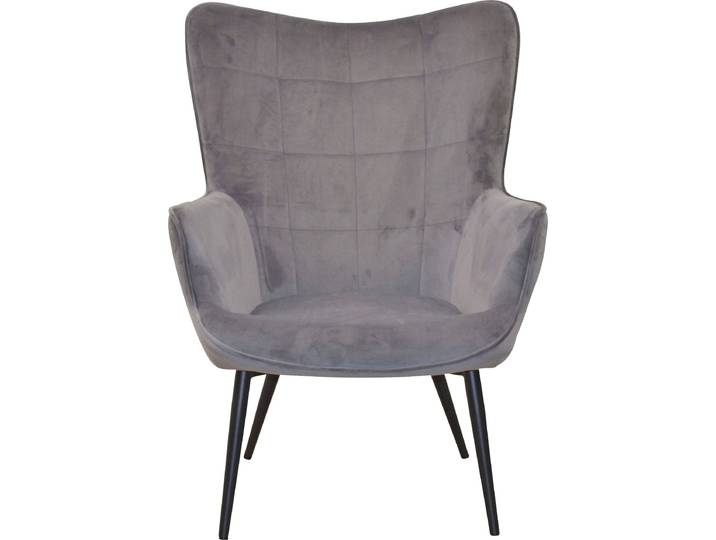 Sessel Jaro , grau, H:99cm T:78cm, HOFMANN LIVING AND MORE, Sessel, Sessel, Polstersessel mit Beinen aus Stahlrohr, schwarz lackiert