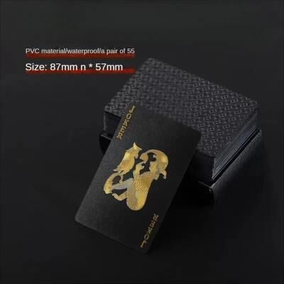 Useful Little Things Black Gold Waterproof Playing Cards Poker Set a 01