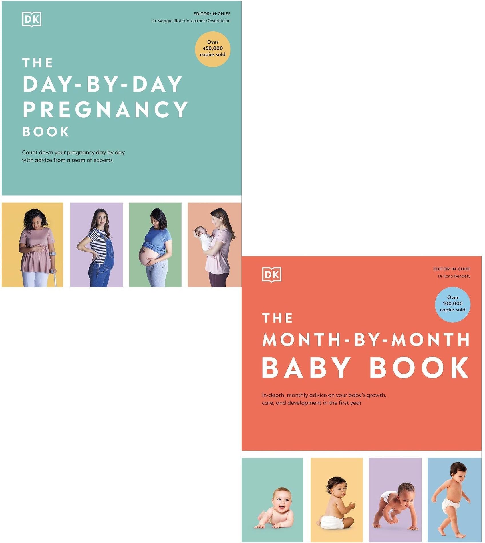 DK The Day-by-Day Pregnancy Book, The Month-by-Month Baby Book 2 Books Collection Set