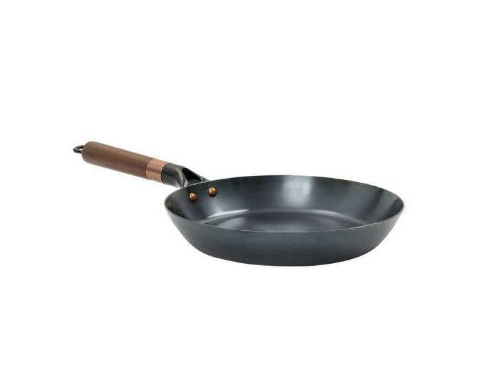 Barebones Bratpfanne Steel Skillet Pfanne für Outdoor, Camping, ø 24cm, Griff abnehmbar, Eisen (Eisenpfanne, 1-tlg), Carbon-Stahlpfanne, schnelles Aufheizen, Holzgriff abnehmbar