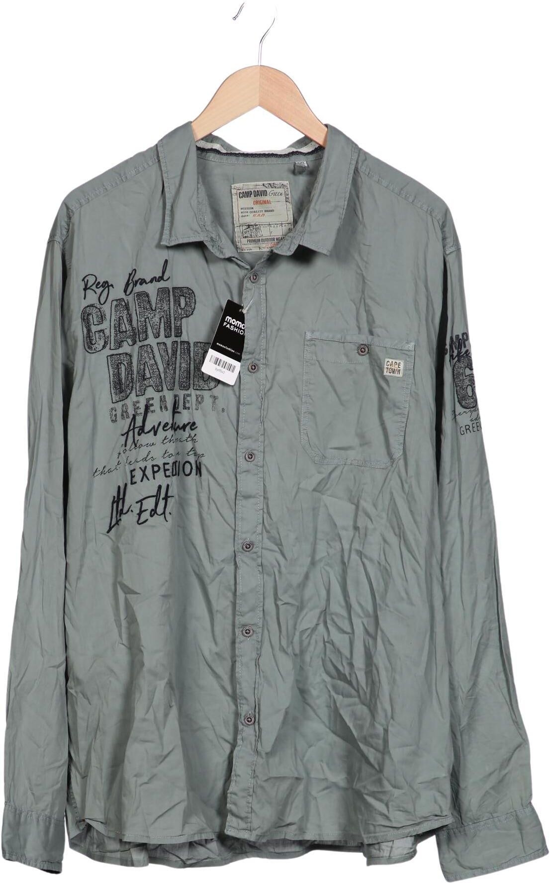 Camp David Herren Hemd, Grün, Gr. 3Xl, Baumwolle - Second Hand