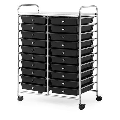 COSTWAY Rollwagen mit 20 stapelbaren Schubladen, Schubladenwagen, Rollcontainer mit Metallrahmen und Regal