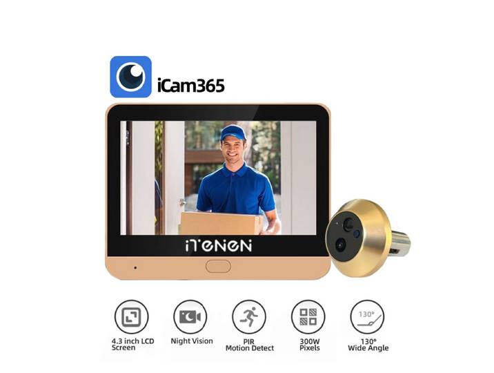 Caméra de sécurité sans fil pour porte d'entrée, application ICam365, Wifi 2.4G, judas vidéo numérique avec enregistrement vidéo de 10/20/60 secondes