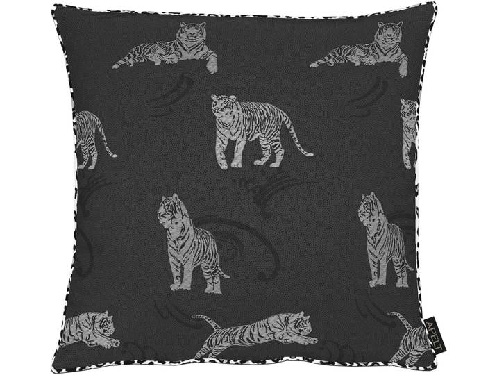 Dekokissen APELT Mogli Gr. 1, silber (schwarz, silberfarben, gemustert), B:49cm L:49cm, Polyester, Dekokissen_Sitzkissen_Kissenhüllen, Dekokissen, Kissenhülle ohne Füllung, 1 Stück