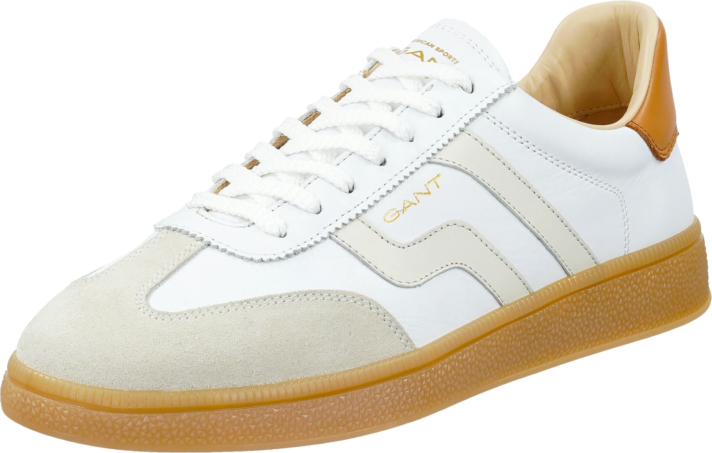 Sneaker GANT "Cuzmo", Herren, Gr. 43, weiß, Leder, Veloursleder, Schuhe Sneaker, Retro Sneaker, Schnürschuh mit Lederinnensohle