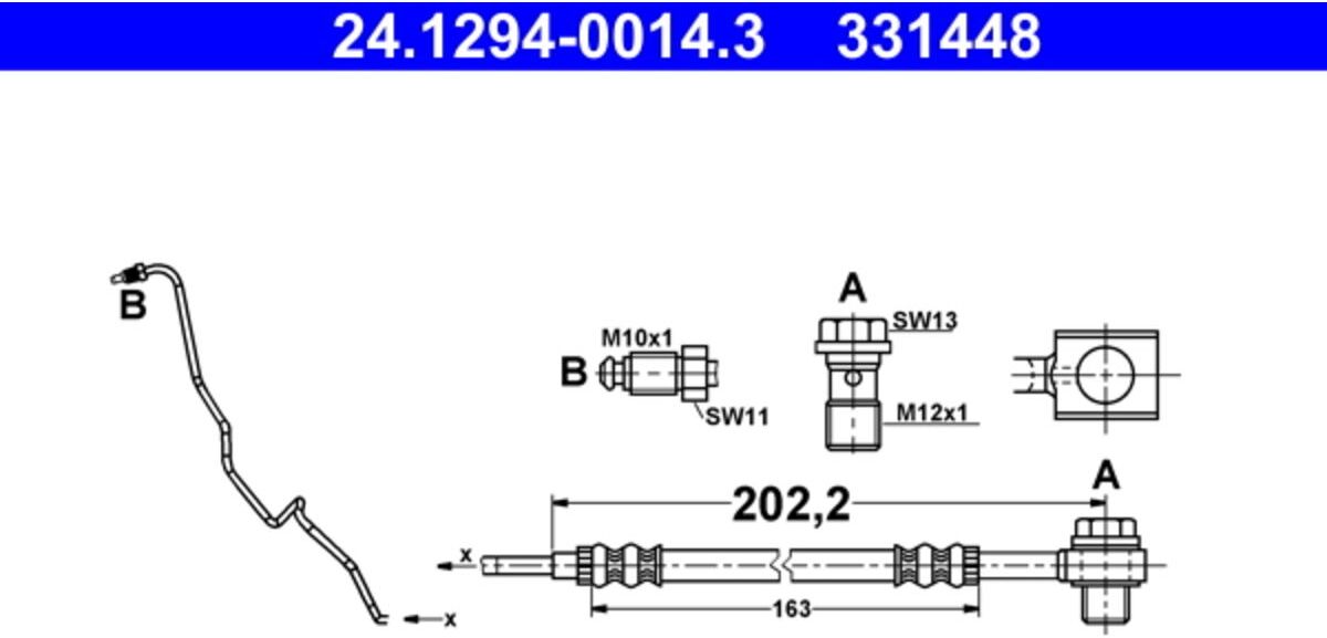 Bremsschlauch ATE 24.1294-0014.3, Links