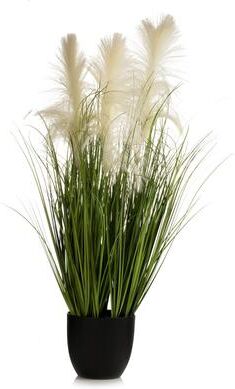 Enova Home Artificial Feather Reed Grass in Black Nursery Pot for Indoor Outdoor Decoration