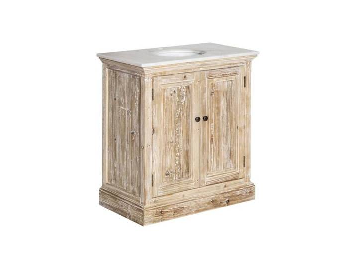 Meuble sous vasque en pin recyclé blanchi Gemma