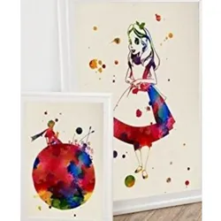 POSTER Set Mit 2 Kinderbuch Aquarell 30X40cm Schwarzer Rahmen