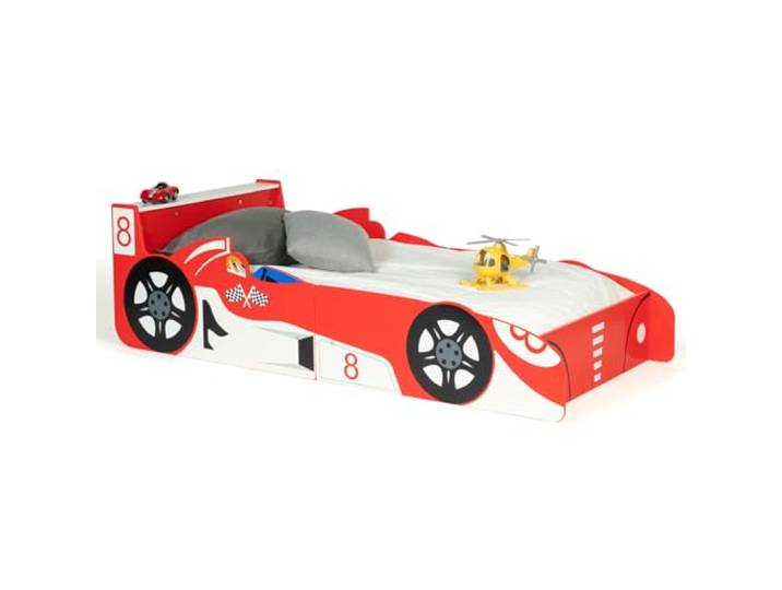 IDMarket - Kinderbett Auto Formel 1 Teddi 70 x 140 cm rot
