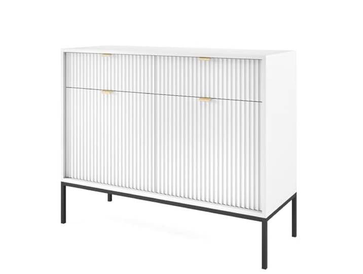 Kommode NANAIMO KSZ104 H2 R2 Weiß 104x83x39 cm Kommode NANAIMO KSZ104 - Weiß - Goldene Griffe - 2 Schubladen - Breite 104 cm, Höhe 83 cm, Tiefe 39 cm
