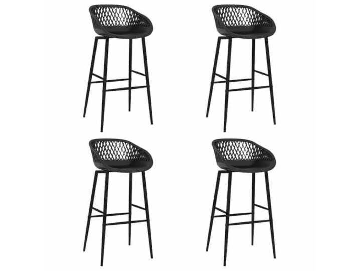 Barstühle, Schwarz, PP und Metall, niedrige Rückenlehne, Belastung 110 kg Ergonomischer Sitz, Netzrückenlehne, einfache Montage, täglicher Gebrauch, stabile Füße