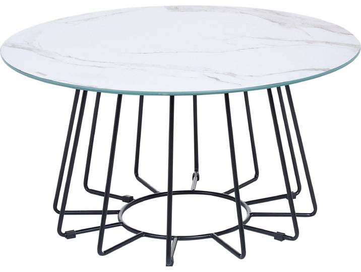 BELIANI Couchtisch Weiße Tischplatte, Metallgestell, Marmoroptik, glamouröses Design