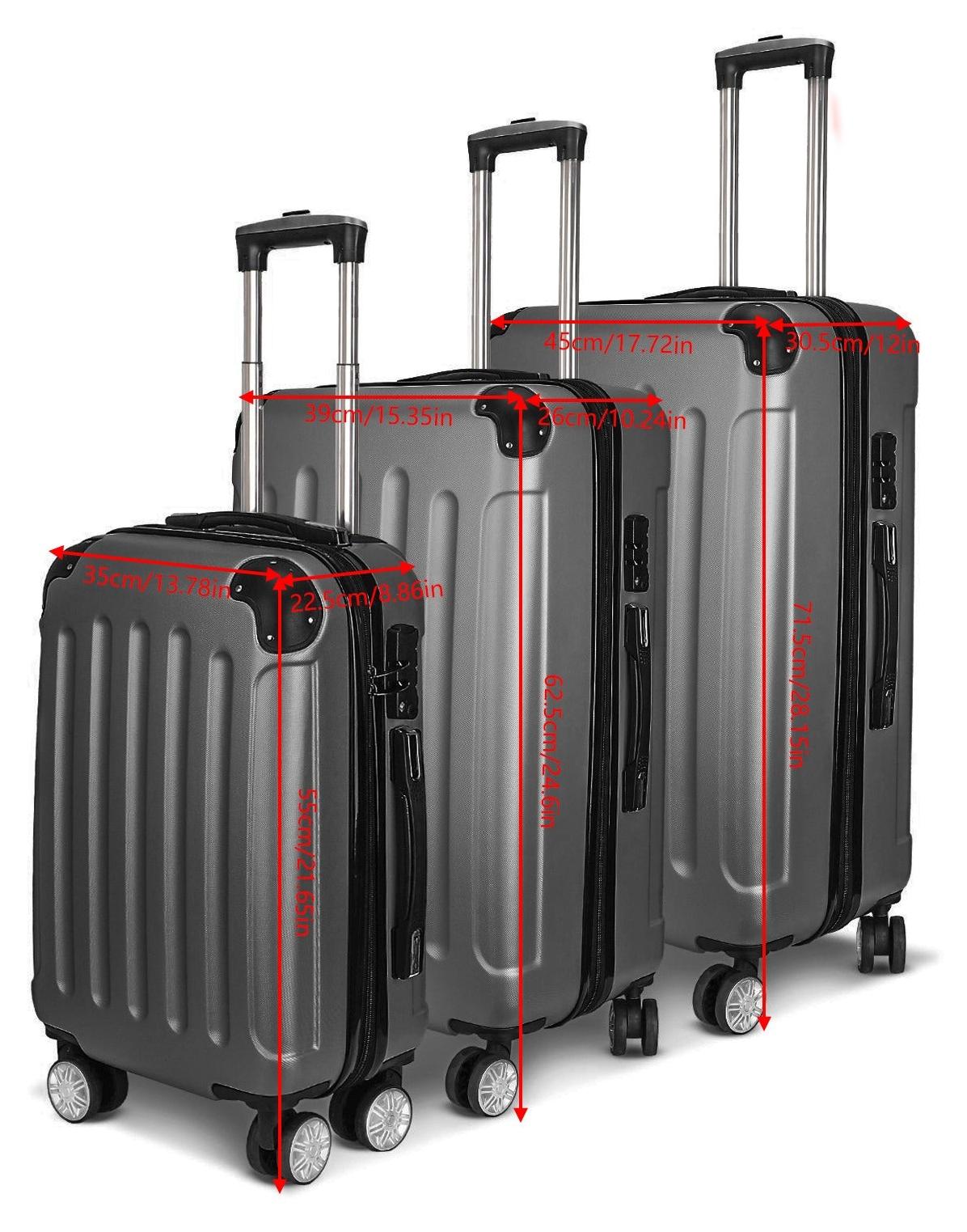 Koffer-Set - Reisekoffer - Trolley - Gepäck - Hartschalenkoffer - 3-teiliges Set (M, L, XL) - ABS-Hartschale