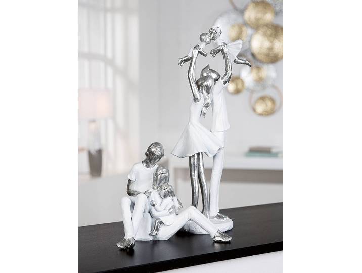 Skulptur Familienzeit 15 x 37 x 11cm Silber