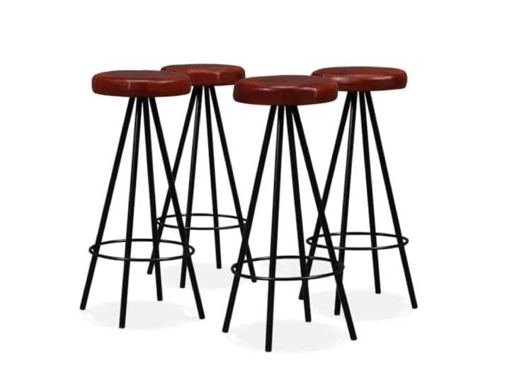 TEKGHUT Barhocker 4 STK. Echtleder Stahlgestell, Industrie-Look, Belastbar Bis 110 Kg, Einfache Montage