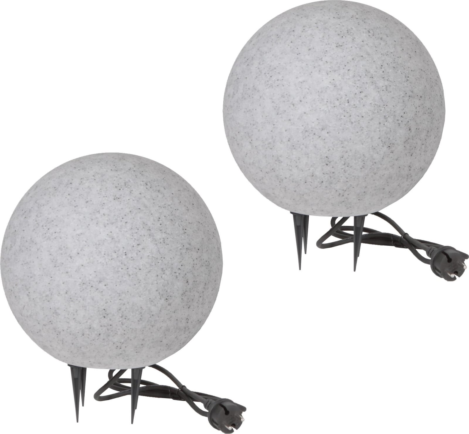 Set van 2 bolvormige tuinlampen met steenlook voor buiten