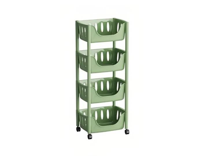 Kx9Lb8d Rollwagen Mehrstufiger Rollwagen aus Kunststoff, bewegliches Aufbewahrungsregal for die Organisation zu Hause(Green,Groß)