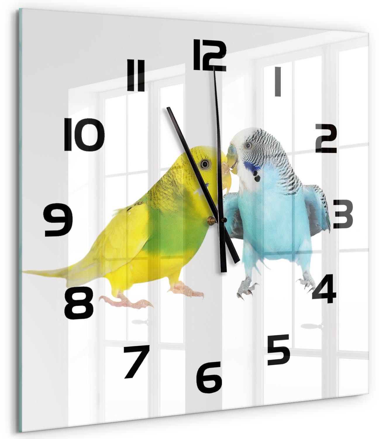 Tulup Wandklok Parkieten - Veelkleurig Glas - 60 x 60 cm