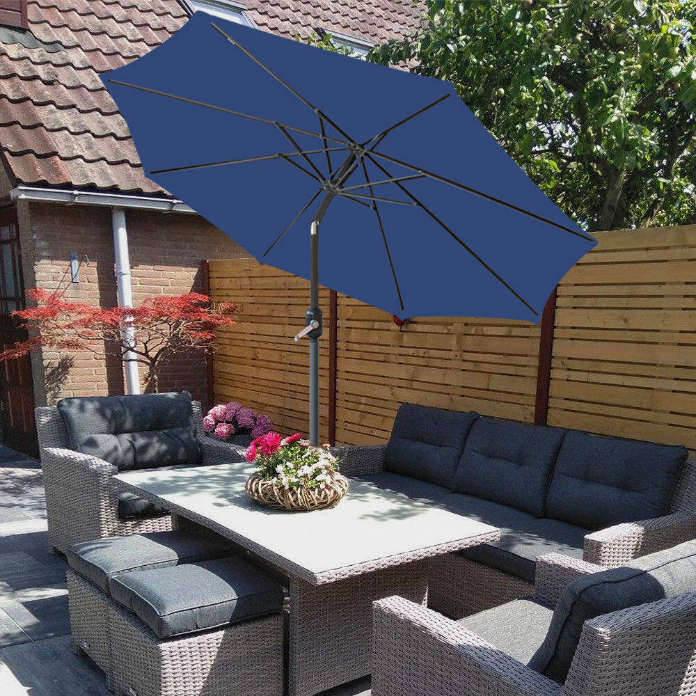 Dakota Fields Angalina Traditional Parasol Blue 220cm H x 250cm W x 250cm D