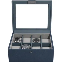 Stackers Canvas Uhrenschachtel 8-Fächer blau