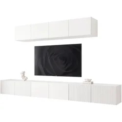 TV-LOWBOARD ANGEL VII mit LED-Beleuchtung, 300 cm Weiß matt