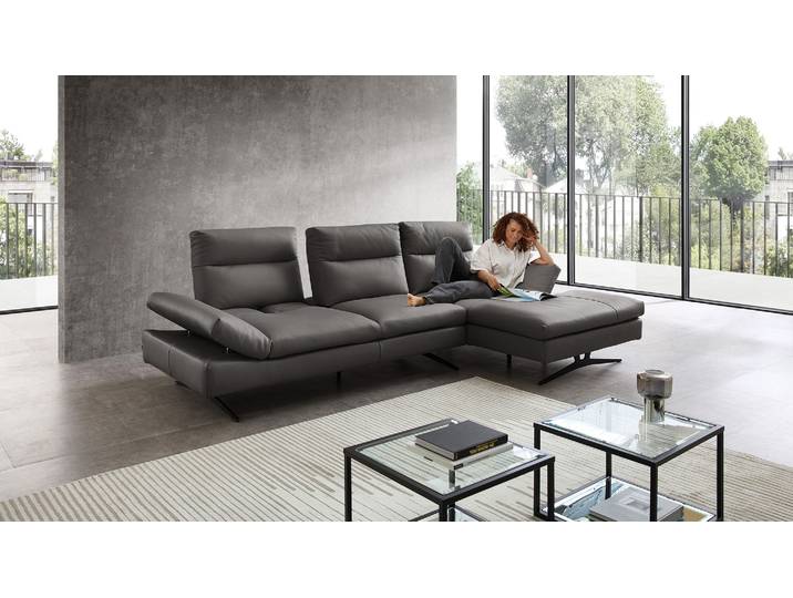 Cuoio Ecksofa Letizia mit manueller Sitztiefenverstellung in