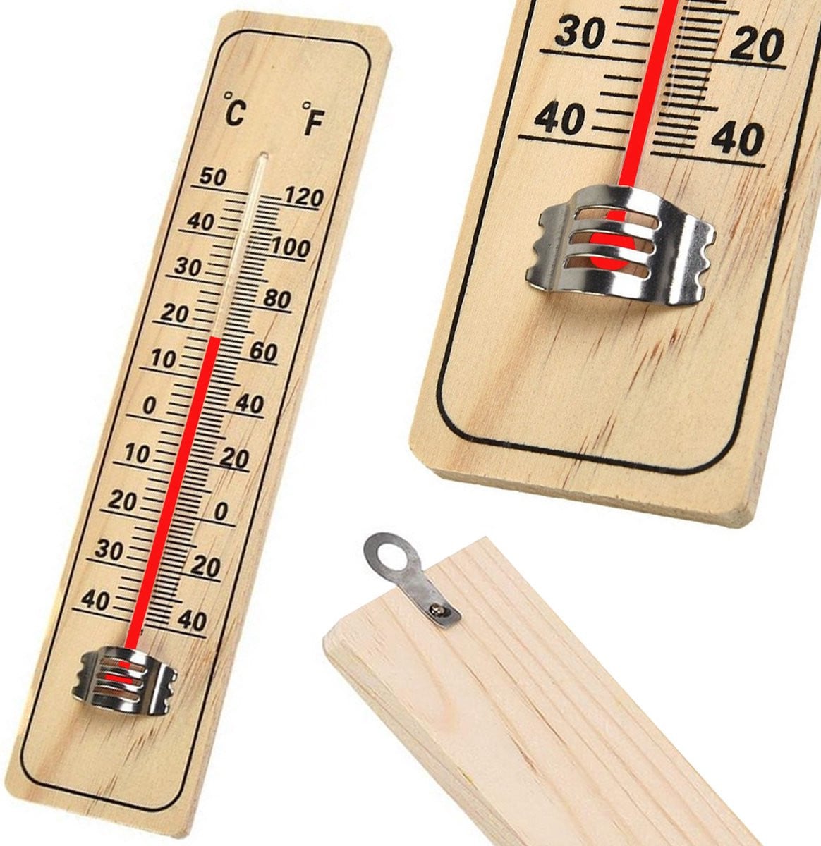 Buitenthermometer Hout - Thermometer voor Binnen en Buiten