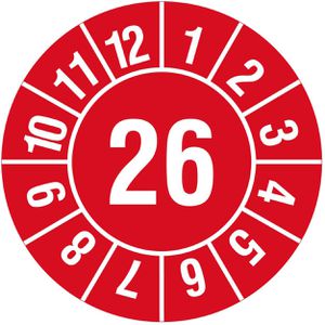 Böttcher-AG Prüfplaketten mit Jahreszahl 2026, rot, Ø 20 mm, 1.000 Stück