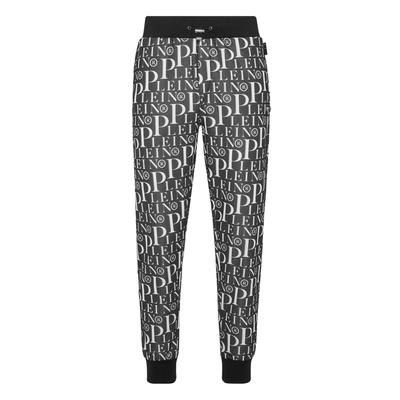 Jogginghose PHILIPP PLEIN "Philipp Plein Tm", Herren, Gr. XXL, US-Größen, schwarz-weiß (02, schwarz), Obermaterial: 100% Polyester, Hosen Jogginghose