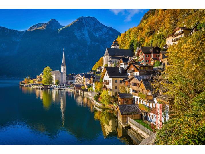 Fototapete PAPERMOON Hallstatt Mountain Village , bunt, B:1,5m L:1,11m, Vlies, Tapeten, Fototapete