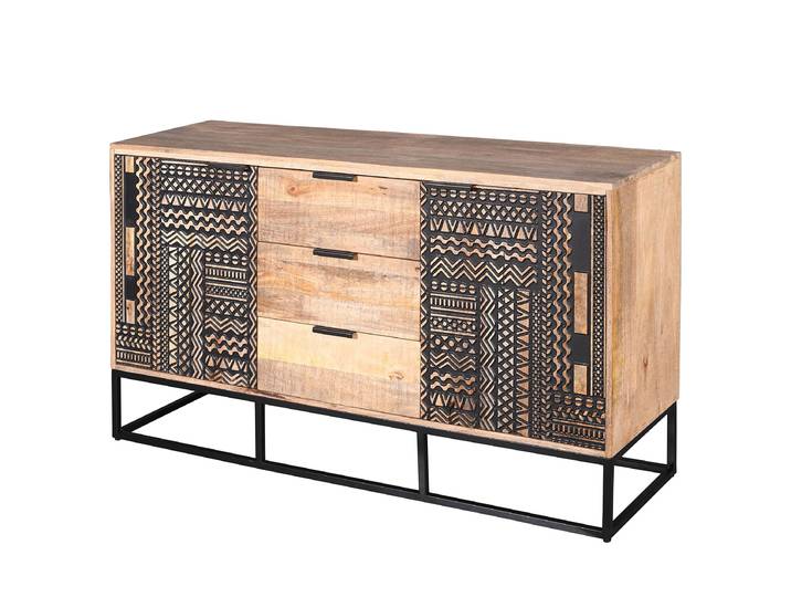 Enfilade massive Sapia 150 x 85 x 45cm Bois/Marron/Noir
