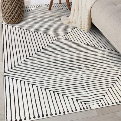 World Rug Gallery Bohemian Stripes Washable Non-Slip Area Rug