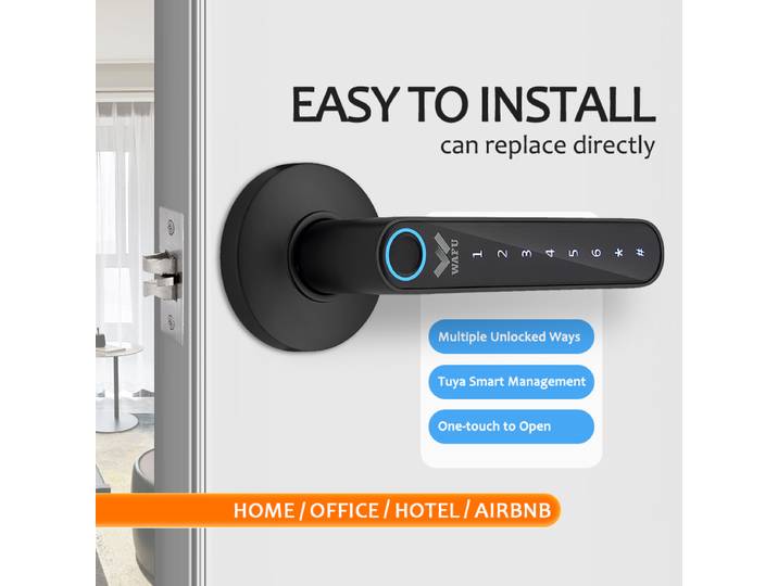 WAFU 016 serrure intelligente à empreintes digitales mot de passe poignée serrure de chambre à coucher Tuya Bluetooth mot de passe serrure de porte Zine pour maison hôtel