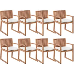STUHL 8er-Set und Sitzkissen zertifiziertes Akazienholz Cremeweiß Sassaro II Premium