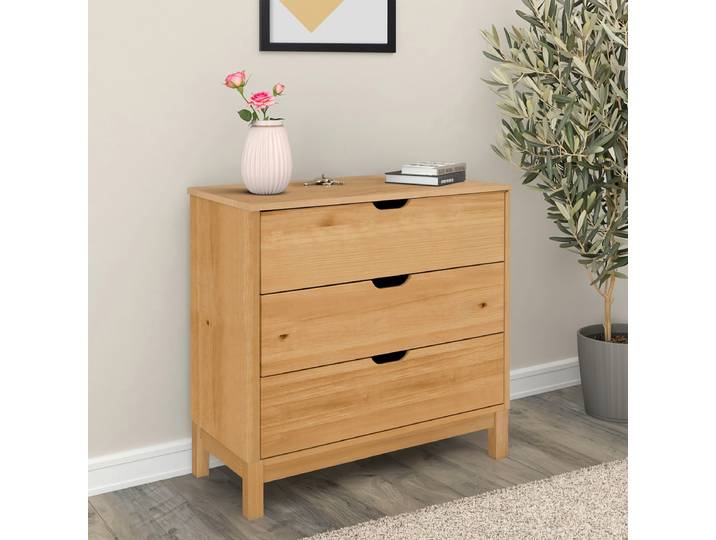 Kommode Paddon 75cm Braun/Kiefer Honig gebeizt