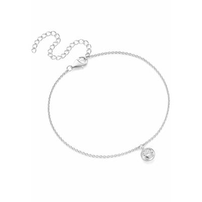 Fußkette mit Anhänger FIRETTI "Schmuck Geschenk Silber 925 Körperschmuck Ankerkette Anhänger Solitär", silber (silber, 925, weiß), Fußketten, Damen, Silber 925 (Sterlingsilber), mit Zirkonia (synth.)