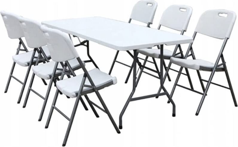 BDW Gartentisch mit 6 Sitzhocker Klapptisch Klappbar 180x75 cm mit Tragegriff,