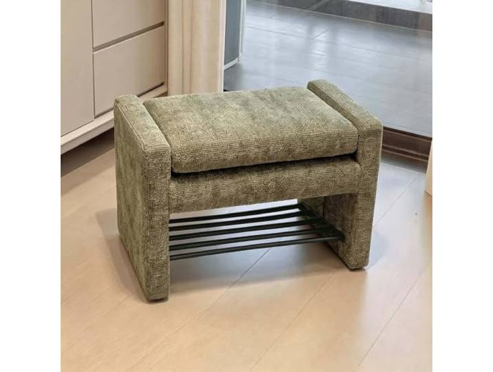 Quadratische klappbareSchuhbank mitRückenlehne undArmlehnen Vintage-Hocker Platzsparendes, leichtes Design ideal für kleine Räume im Wohnzimmer in begehbaren Kleiderschränken(Green)