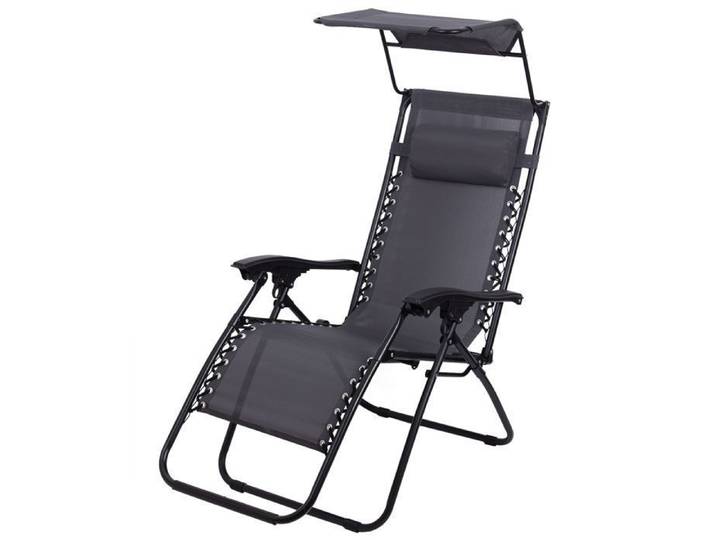 Todeco Chaise Longue Transat Jardin Plein Air Transat de Plage Pliable avec Pare Soleil Bain de Soleil avec Repose-tête