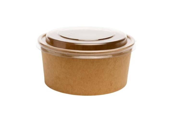 Commerline Salad Bowl 1000 ml, 300 Stück, Salatschale mit Deckel, Braun Bio Kraftkarton, Einwegschalen, robuste Kartonschale, Salatbox für Gastronomie, Take-away, Catering, Salat To Go