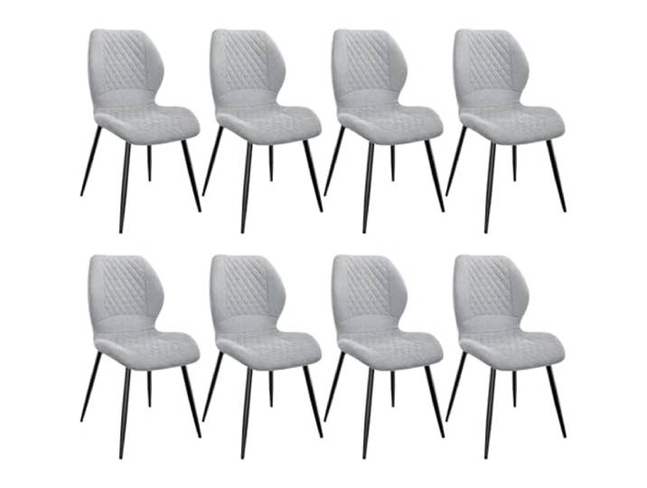 FRUOGO Esszimmerstühle 8er Set,Esszimmerstühle Modern,Küchenstuhl,mit Leinen Schwamm Kissen, Metallbeine und Diamant-Muster Gepolstert-Grau.