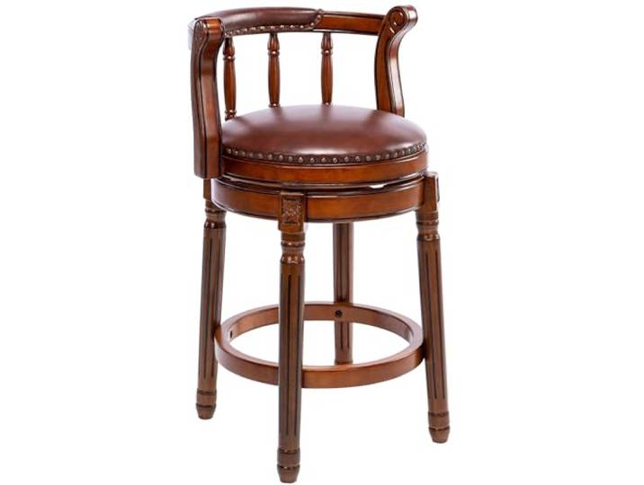 CozyRain Barhocker Modern Swivel Barstools,Küchentheke Echtes Leder gepolstert Insel Barhocker mit Fußstütze für Home Küche Esszimmer (Braun, Sitzhöhe 65cm)